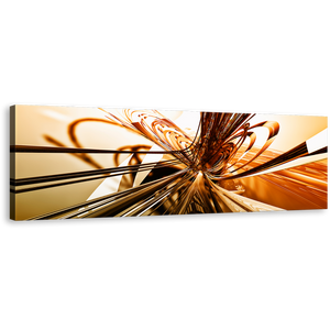 3D Abstract Canvas Wall Art, Copper Convergence Modern Orange Gold Shapes and Lights 1 Piece Canvas Print