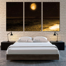 Load image into Gallery viewer, 3 Piece multi panel gleams stars full moon wall decor For Bedroom
