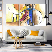 Load image into Gallery viewer, 3 panel close up dancing couple music piano abstract artwork For Living Room
