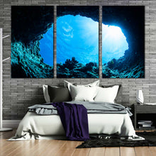 Load image into Gallery viewer, 3 piece beach cave sunlight streaming wall decor In Bedroom
