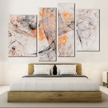 Load image into Gallery viewer, 3d-abstract-canvas-art-grey-fractal-multi-canvas-yellow-artistic-in-bedroom
