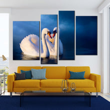 Load image into Gallery viewer, 4 panel canvas home decor White Swans Make Up A Heart
