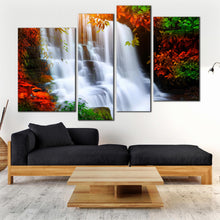 Load image into Gallery viewer, 4 panel canvas print Mun Daeng Waterfall Thailand waterfall For Living Room
