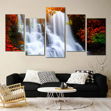 Load image into Gallery viewer, 5 piece National Park Mun Daeng Waterfall canvas print In Living Room
