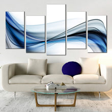 Load image into Gallery viewer, 5 piece Wall Art of Dark Bright Blue Contemporary Abstract Wave Pattern Home Canvas Decor For Your Living Room
