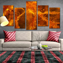 Load image into Gallery viewer, 5 piece canvas print abstract amber gemstone close up In Living Room
