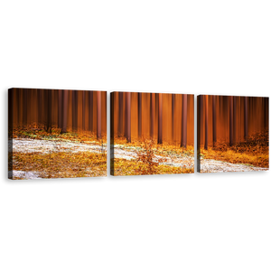 Abstract Forest Canvas Wall Art, Orange Brown Forest Nature 3 Piece Canvas Print, Abstract Trees Triptych Multiple Canvas