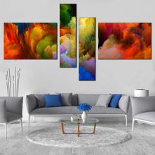 Load image into Gallery viewer, Abstract Clouds Canvas Print Orange Green Fractal Canvas Wall Art   Abstract Composition 4 Piece Multiple Canvas For Living Room
