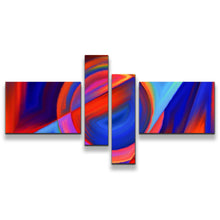 Load image into Gallery viewer, Abstract Composition Canvas Wall Art Blue Red Circular Shapes Canvas Print Modern Abstract 4 Piece Multi Panel Canvas
