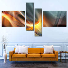 Load image into Gallery viewer, Abstract Patterns Canvas Wall Art Yellow Modern Elegant Abstract   4 Piece Canvas Grey Abstract Shapes Canvas Print For Living Room
