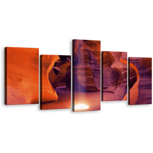 Arizona Desert Canvas Print, Beautiful Orange Navajo Tribal Park Multiple Canvas, Purple Antelope Canyon 5 Piece Wall Art