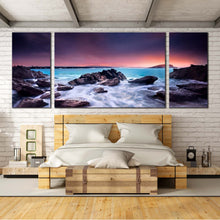 Load image into Gallery viewer, Australian  Ocean  Canvas  Print  Blue  Australian  Beach  3  Piece  Canvas  Wall  Art  Brown  Ocean  Rocks  Bedroom  Triptych  Canvas  Set For Bedroom
