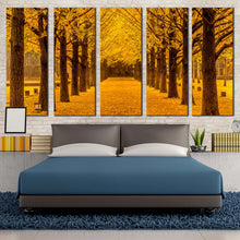 Load image into Gallery viewer, Autumn Road Canvas Wall Art Brown Trees Forest Path 5 Piece Multiple Canvas Orange Autumn Forest Triptych Canvas Print For Bedroom
