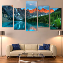 Load image into Gallery viewer, Banff National Park Canvas Wall Art Canada Grey Orange Rocky Mountains Multiple Canvas Beautiful Landscape Forest Trees Canvas Set For Living Room
