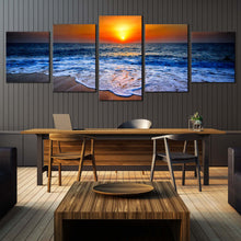 Load image into Gallery viewer, Beautiful Orange Evening Dawn Blue Ocean 5 Piece decor For Dining Room
