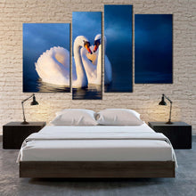 Load image into Gallery viewer, Bird Canvas Print Two Swans Make Up A Heart 4 piece canvas print 
