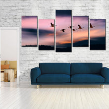 Load image into Gallery viewer, Birds Flying Sky Mountains Multi Panel 5 Piece Canvas Print For Living Room
