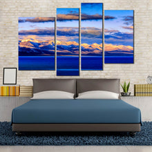 Load image into Gallery viewer, Blue Nam Lake With Orange Sunset Tibetian Amazing Mountains 4 Piece canvas print 
