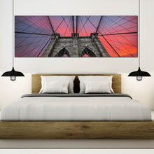 Load image into Gallery viewer, Brooklyn  NYC  Bridge  Dramatic  Sunset  1  piece  artwork  decor For Bedroom

