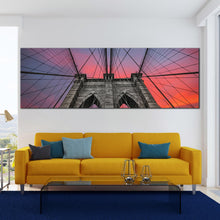 Load image into Gallery viewer, Brooklyn  NYC  Bridge  Dramatic  Sunset  large  Canvas  Art In Living Room
