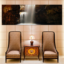 Load image into Gallery viewer, Cave  Waterfall  Canvas  Wall  Art  White  Waterfall  in  a  Cave  Living  Room  Panoramic  Canvas  Scotland  Brown  Smoo  Cave  Waterfall  Canvas  Print For Living Room
