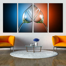 Load image into Gallery viewer, Cheer Wine Glasses 4 piece Canvas Print In Living room
