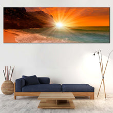 Load image into Gallery viewer, Cleopatra  Ocean  Canvas  Wall  Art  Orange  Sky  Ocean  Beach  Multi  Canvas  Artwork  Turkey  Sand  Beach  Yellow  Sunrise  Living  Room  1  Piece  Canvas  Print For Living Room
