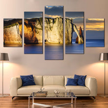 Load image into Gallery viewer, Cliff  Beach  Canvas  Print  Normandy  France  Yellow  Ocean  Mountains  Canvas  Wall  Art  Blue  Etretat  Ocean  5  Piece  Multi  Canvas For Living room
