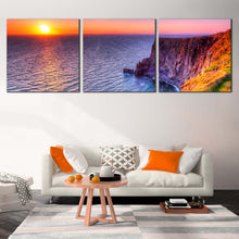 Load image into Gallery viewer, Cliffs  of  Moher  Canvas  Print  Blue  Ocean  Cliff  Ireland  Canvas  Set  Living  Room  Orange  Ocean  Mountains  3  Piece  Canvas  Wall  Art In Living Room
