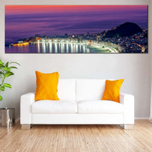 Load image into Gallery viewer, Copacabana  Beach  Canvas  Print  Rio  de  Janeiro  Orange  Sky  Wide  Canvas  Purple  Brazil  Ocean  City  Beach  Living  Room  1  Piece  Canvas  Wall  Art For Living Room
