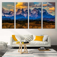 Load image into Gallery viewer, Cuernos Mountain Canvas Wall Art Green Landscape Scenery Canvas Print Torres del Paine National Park Multiple Canvas In Living Room
