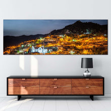 Load image into Gallery viewer, Cyprus Mountains Canvas Wall Art Orange Town Lights Mountains 1 Piece Canvas Print Grey Sky Troodos Mountains Canvas Art For Living Room

