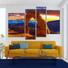 Load image into Gallery viewer, Desert Arches National Park Utah Sunset Blue Mountains multi panel Canvas Print 
