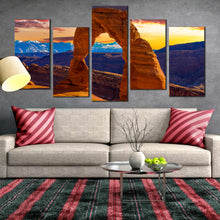 Load image into Gallery viewer, Desert Arches National Park at Sunset 5 panel Canvas Print For Your Living Room

