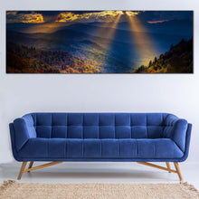Load image into Gallery viewer, Dramatic  Clouds  Canvas  Print  Beautiful  Blue  Smoky  Mountain  Landscape  Living  Room  1  Piece  Canvas  Wall  Art In Living Room
