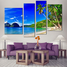 Load image into Gallery viewer, El Nido Canvas Wall Art Palawan Blue Sky Ocean Beach Canvas Print Tropical Island  4 Piece Canvas Set 
