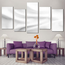 Load image into Gallery viewer, Elegant Abstract Canvas Print Grey Wavy Fabric 5 Piece Canvas Solid White Digital Art
