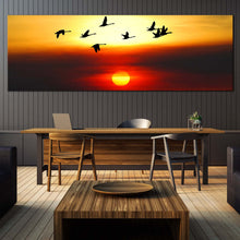 Load image into Gallery viewer, Flying  Birds  Canvas  Print  Yellow  Sky  Birds  Flock  Living  Room  1  Piece  Canvas  Wall  Art  Beautiful  Orange  Sunset  Canvas  Artwork In Dinning Room
