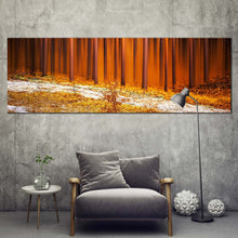 Load image into Gallery viewer, Forest Nature Canvas Wall Art Orange Trees Scenery Panoramic Canvas Print Yellow Autumn Forest Canvas Artwork In Living Room
