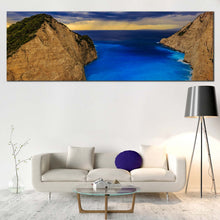 Load image into Gallery viewer, Greece Beach Canvas Wall Art Blue Clouds Ocean Beach Canvas Set Zakynthos Island Living Room 1 Piece Canvas Print In Living Room
