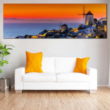 Load image into Gallery viewer, Greece  Oia  Canvas  Wall  Art  Blue  Santorini  Island  Sea  Living  Room  1  Piece  Canvas  Print  Greece  Orange  Sky  Canvas  Set In Living Room
