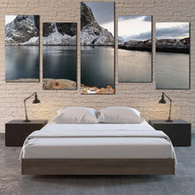 Load image into Gallery viewer, Hamnoy fishing hamlet near Reine village 5 piece canvas artwork for bedroom

