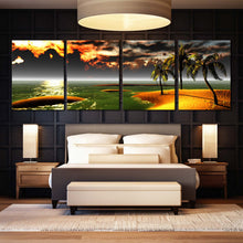 Load image into Gallery viewer, Hawaii Tropical Beach at Dawn Multi Panel 4 piece Canvas Home Decor For Bedroom
