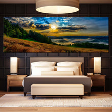 Load image into Gallery viewer, Hills  Landscape  Canvas  Wall  Art  Green  Trees  Mountain  Scenery  Multi  Canvas  Dramatic  Yellow  Sunrise  Landscape  Valley  Bedroom  1  Piece  Canvas For Bedroom
