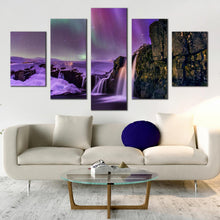 Load image into Gallery viewer, Iceland  Purple  Snow  Beautiful  5  Panel  photography  prints In Living room'
