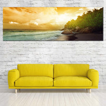 Load image into Gallery viewer, La  Digue  Canvas  Wall  Art  Yellow  Seychelles  Beach  Living  Room  1  Piece  Canvas  Print  Green  Ocean  Beach  Island  Canvas  Set For Living Room
