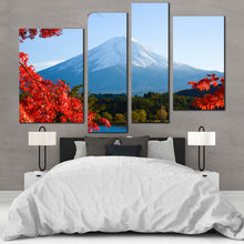 Load image into Gallery viewer, Lake Kawaguchiko Canvas Wall Art Red Maple Trees Leaves Canvas Set Mt
