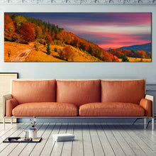 Load image into Gallery viewer, Landscape  Scenery  Canvas  Wall  Art  Orange  Trees  Mountain  Sky  1  Piece  Multi  Canvas  Blue  Clouds  Sky  Landscape  Living  Room  Canvas  Print In Living Room
