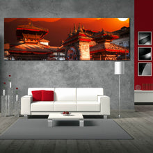 Load image into Gallery viewer, Large  size  beautiful  Patan  Durbar  Square  Nepal  City  Kathmandu  Red  Orange  paronamic  canvas  print In Living Room

