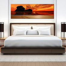 Load image into Gallery viewer, Large  size  ocean  rock  beach  footprints  canvas  print For Bedroom
